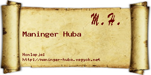 Maninger Huba névjegykártya